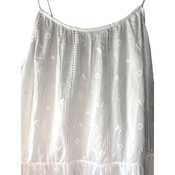 Unsubscribed White Eyelet Drop Waist Sundress Spaghetti Strap Cotton Dress Med - Picture 5 of 16